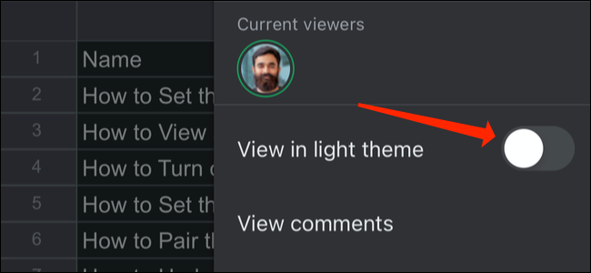 Selecione a opção ao lado de "View In Light Theme" mais uma vez.