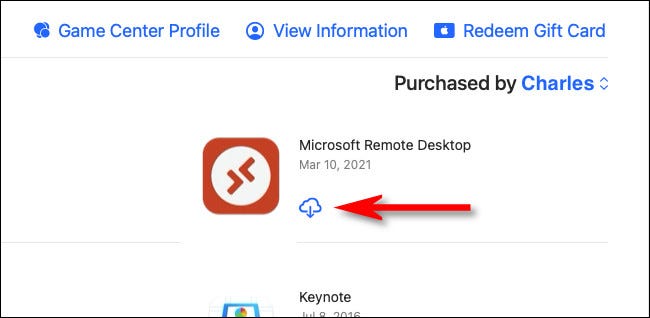 Na Mac App Store, clique no botão "download" (uma nuvem com uma seta).