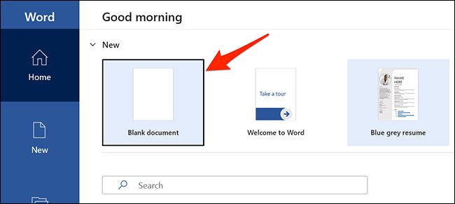 Selecione "Documento em branco" no Microsoft Word.
