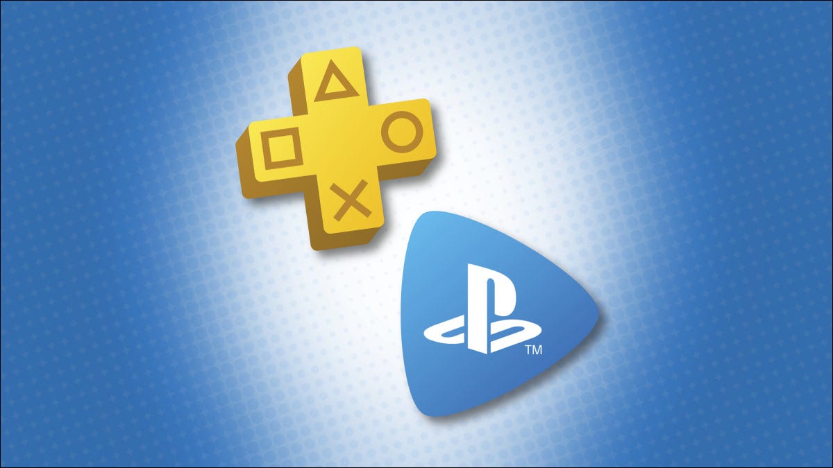 Logotipos PlayStation Plus e PlayStation Now em um fundo azul