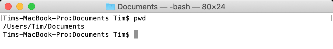 Comando de Terminal pwd macOS