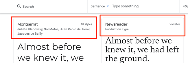 Selecione uma fonte no site Google Fonts.