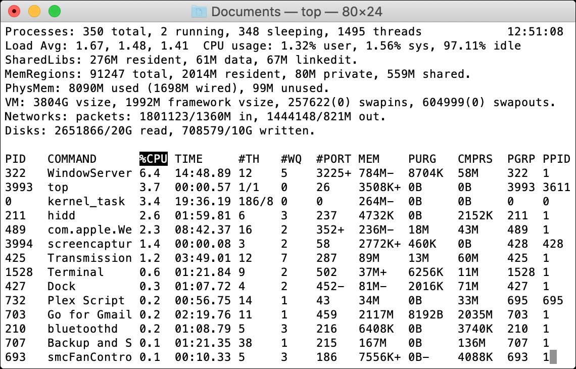 top macOS Terminal Command