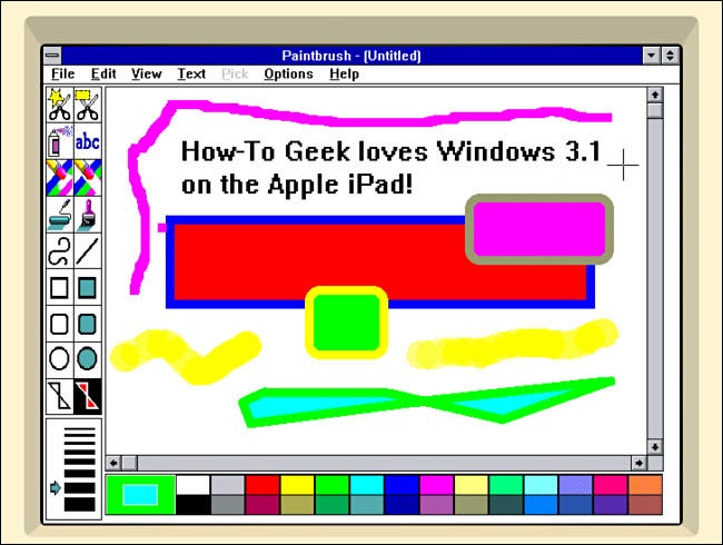 Paintbrush no Windows 3.1 no iDOS 2 no iPad.