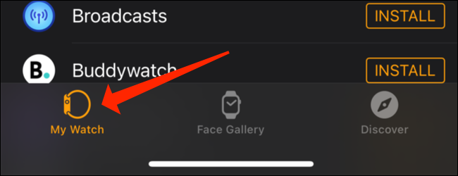 Abra o aplicativo Watch no seu iPhone e toque na guia "My Watch" na barra inferior.