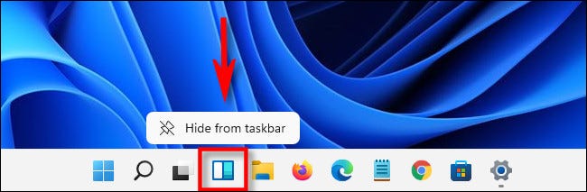 Para ocultar o botão de widgets no Windows 11, clique com o botão direito no botão e selecione "Ocultar da barra de tarefas".