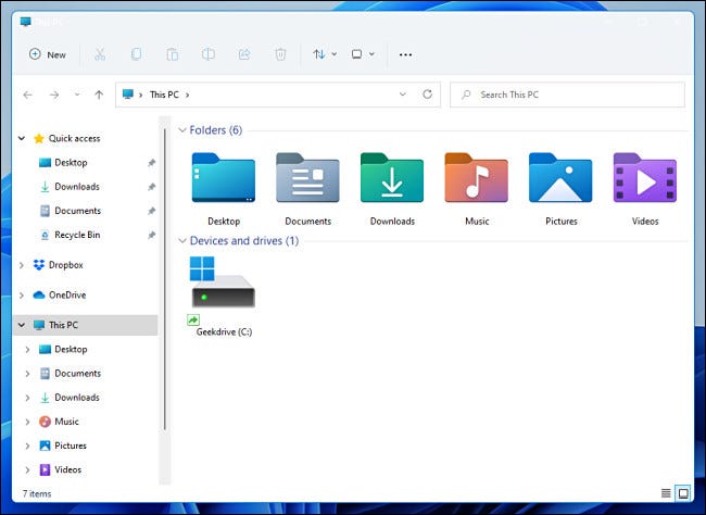 Uma janela do Explorador de Arquivos do Windows 11 Preview