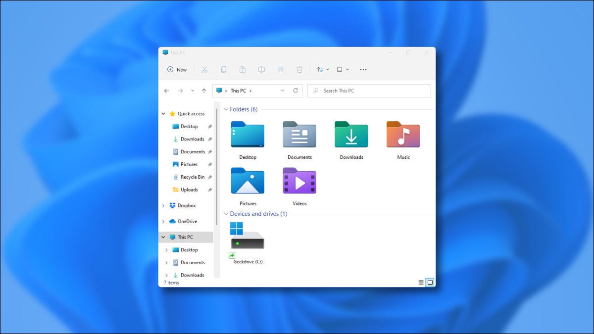 Uma janela do Windows 11 Preview File Explorer