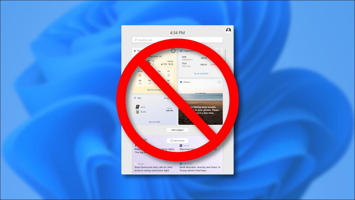 O menu de widgets do Windows 11 riscado