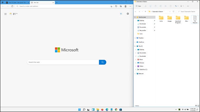 O layout do Windows 11 Snap foi concluído.