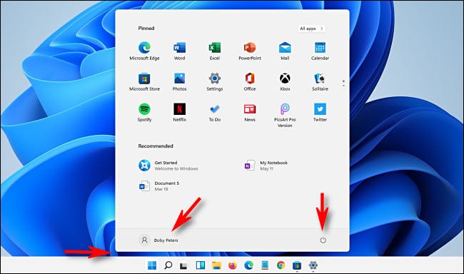 Recursos de layout geral do menu Iniciar do Windows 11.