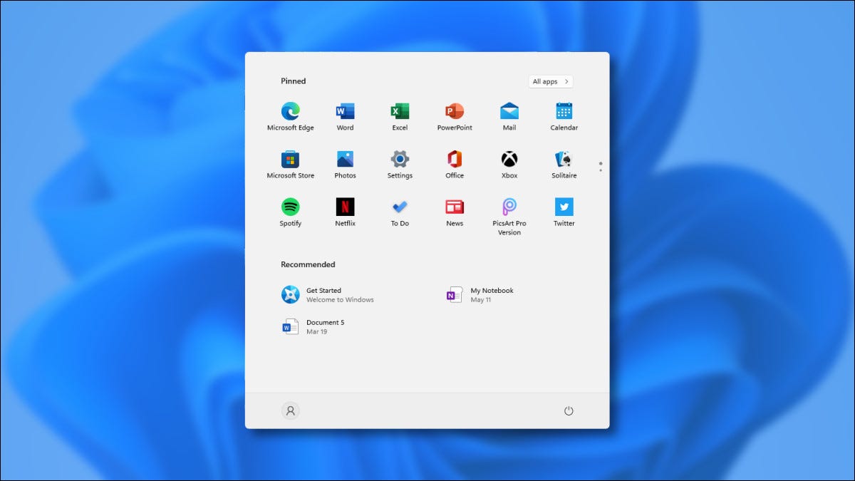 O Menu Iniciar do Windows 11 Preview