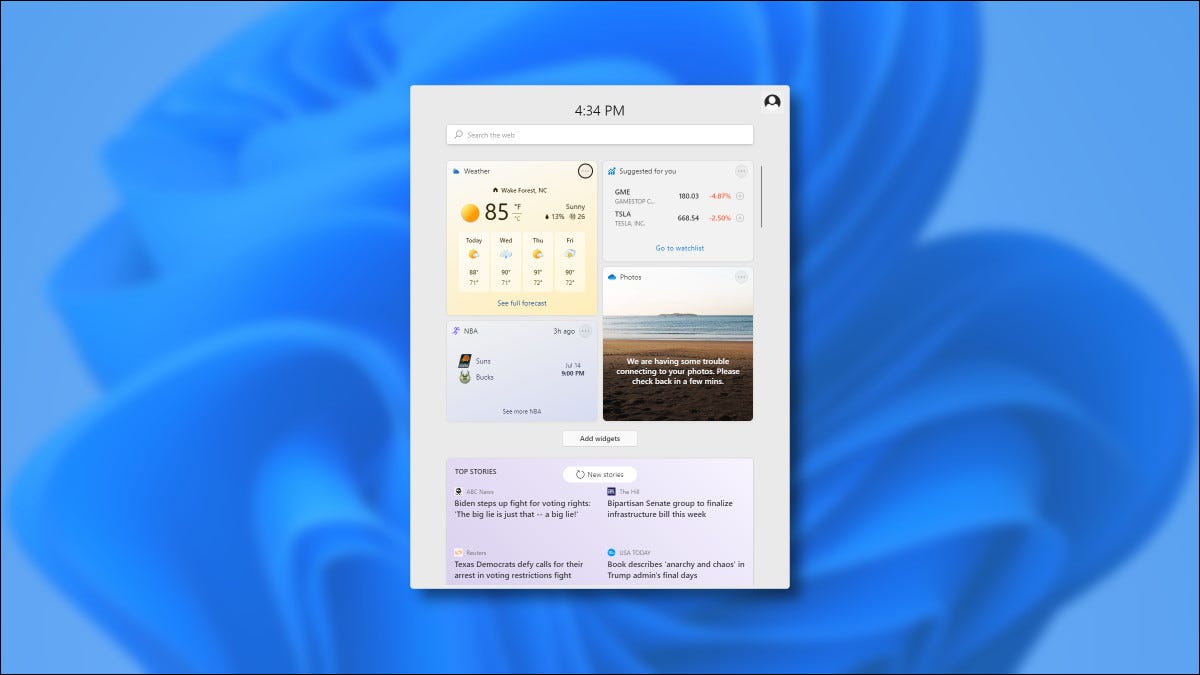 O Menu de Widgets do Windows 11