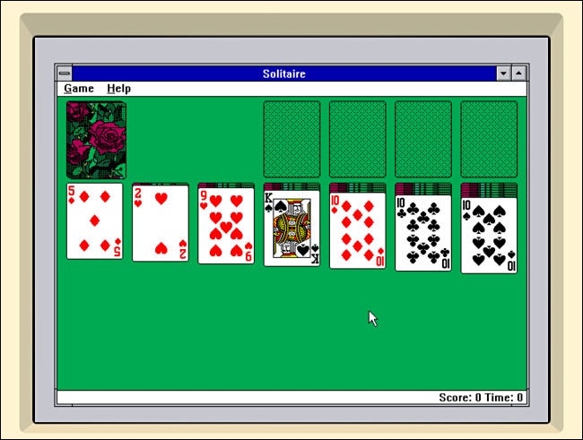 Executando o Windows 3.1 Solitaire no iDOS 2 no iPad.