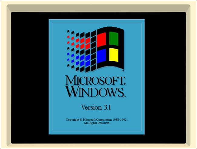 A tela inicial do Windows 3.1 no iDOS 2 no iPad.