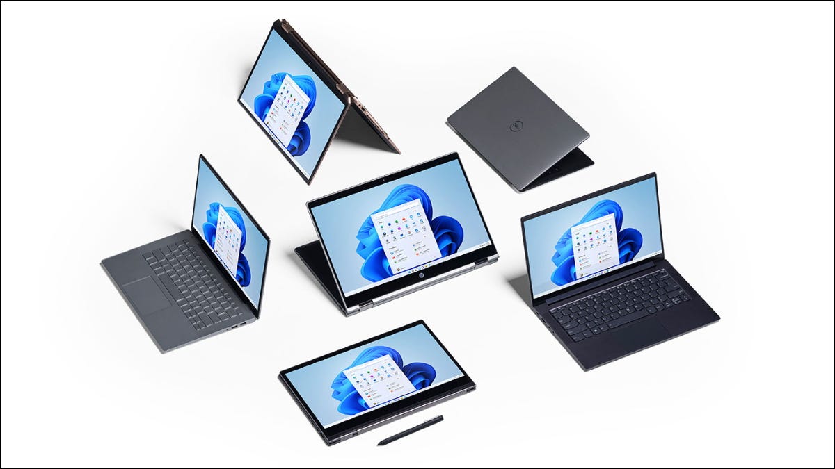 Laptops e tablets com Windows 11.