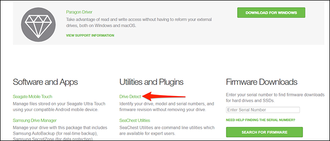 Clique em “Drive Detect” no site da Seagate.