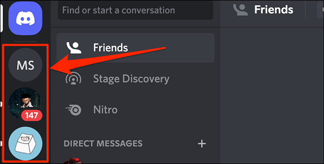 Selecione um servidor Discord.