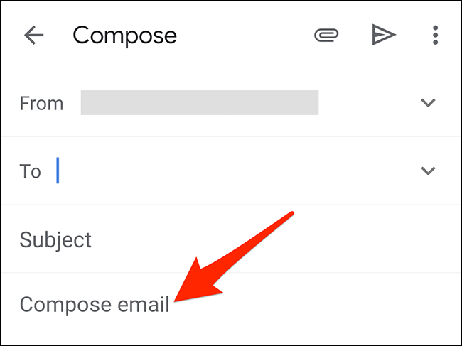 Toque e segure a caixa "Escrever e-mail" no aplicativo Gmail.