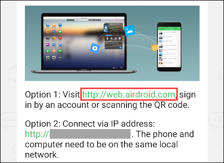 abrir airdroid web no pc