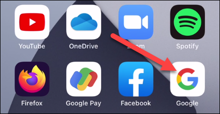 Toque no Google app na tela inicial.