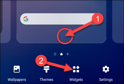 Primeiro, toque e segure qualquer espaço em branco na tela inicial e selecione "Widgets".