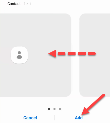 Role da esquerda para a direita para escolher um widget e toque em "Adicionar".