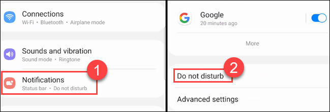 Vá para Notificações> Não perturbe.