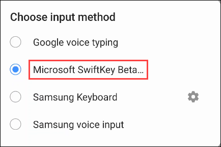 Escolha SwiftKey como seu teclado.