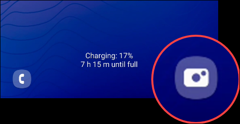 Atalho da câmera no telefone Samsung.