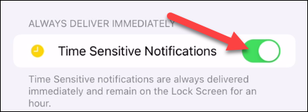 Desligue a chave para "Notificações sensíveis ao tempo".