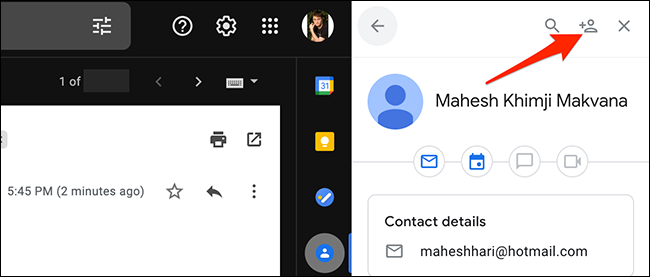 Selecione "Adicionar aos contatos" no Gmail.
