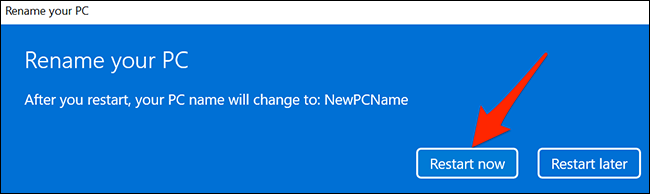 Clique em “Reiniciar agora” para reiniciar o PC.