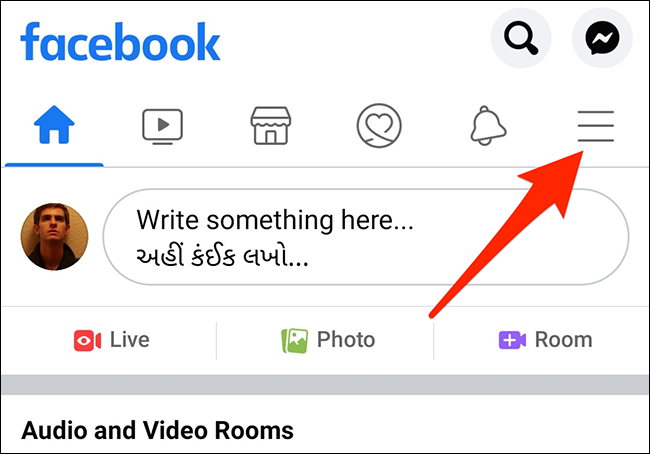 Abra o menu no aplicativo do Facebook.