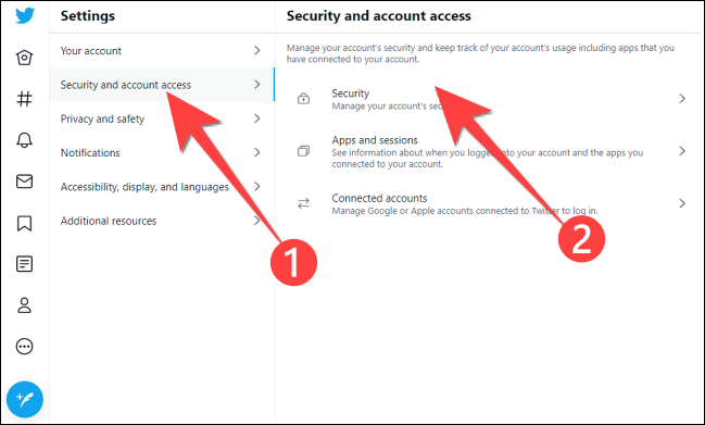 Em Configurações, clique em "Segurança e acesso à conta".  em seguida, "Segurança".