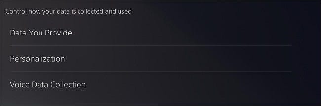 "Controle como seus dados são coletados e usados" Configurações de privacidade do PS5