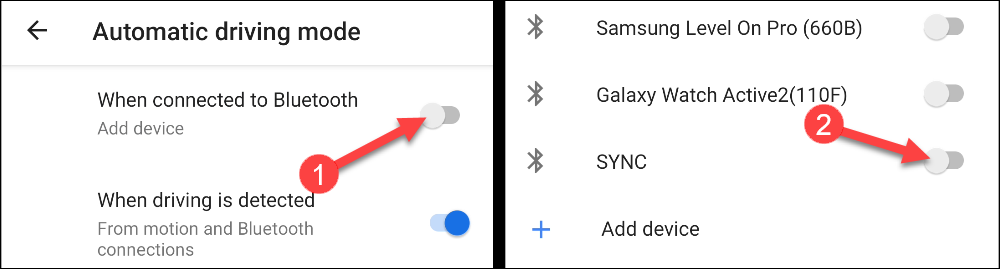 selecione um dispositivo bluetooth para o modo de direção