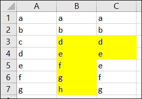 Preencher diferenças de linha formatadas