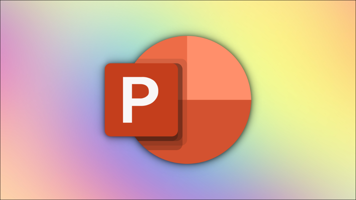 Logotipo do PowerPoint em um fundo gradiente multicolorido