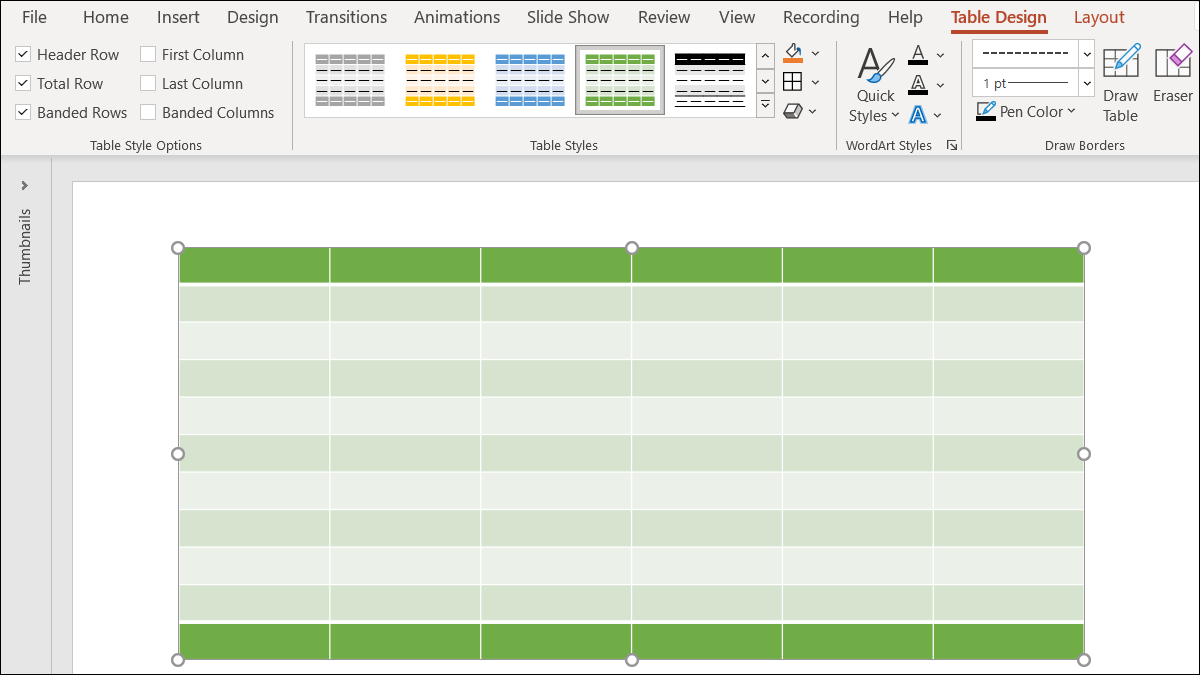 Tabela no PowerPoint