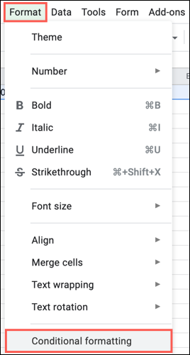 Clique em Formatar, Formatação Condicional no menu