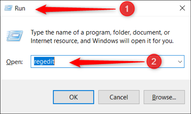 Digite "regedit" na caixa de execução do Windows e pressione Enter