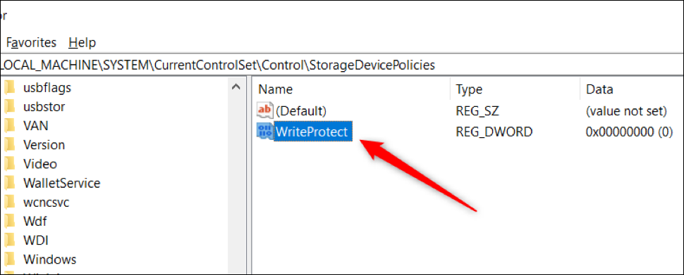 Renomeie o arquivo DWORD para "WriteProtect"