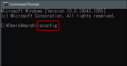 Execute ipconfig no prompt de comando.