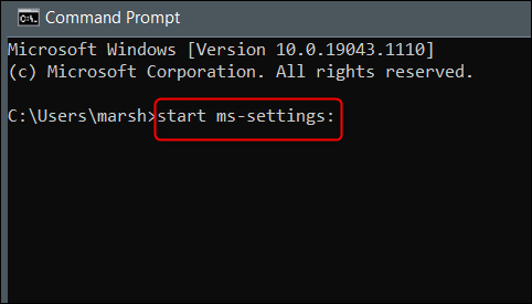 Execute "start ms-settings:" no prompt de comando.