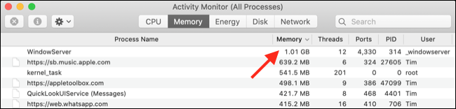 Gerenciando o uso de memória no Activity Monitor para macOS
