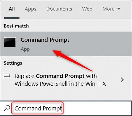 Pesquise Prompt de Comando no Windows Search.