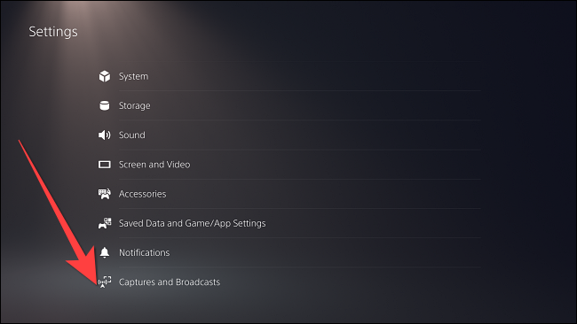 Role para baixo e selecione “Capturas e transmissões”.