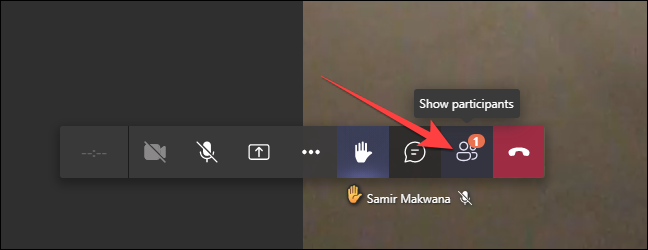 Para a versão web do Microsoft Teams, clique em "Participantes" na barra inferior.