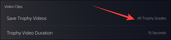 Na seção "Videoclipes" à direita, selecione "Salvar vídeos de troféu".